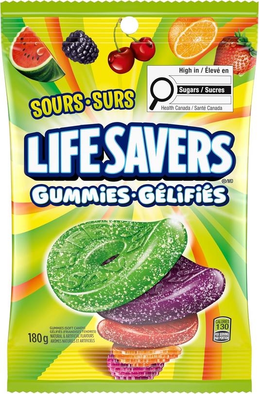 Sour Fruit Gummy Candy 180g Bag