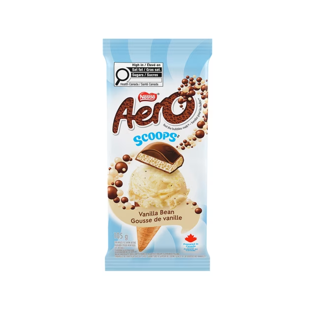 Nestlé AERO Scoops Vanilla Bean Milk Chocolate 105g with vanilla bean ice cream flavoured filling