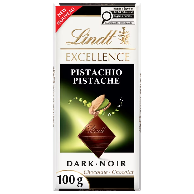 Lindt EXCELLENCE Pistachio Dark Chocolate Bar 100g with pistachio flavour