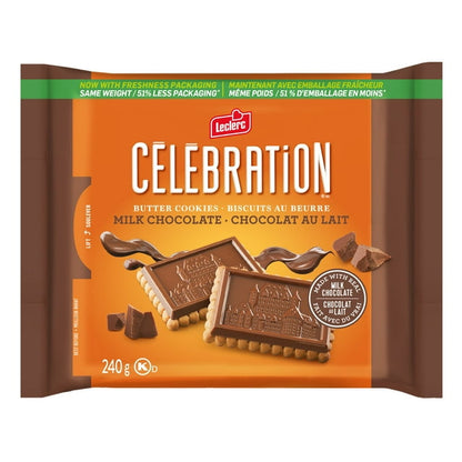 CELEBRATION Chocolate Cookies 240g packaging, showing the bag and chocolate cookies