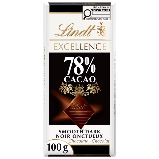 Lindt EXCELLENCE 78% Cacao Dark Chocolate Bar 100g with smooth rich dark chocolate