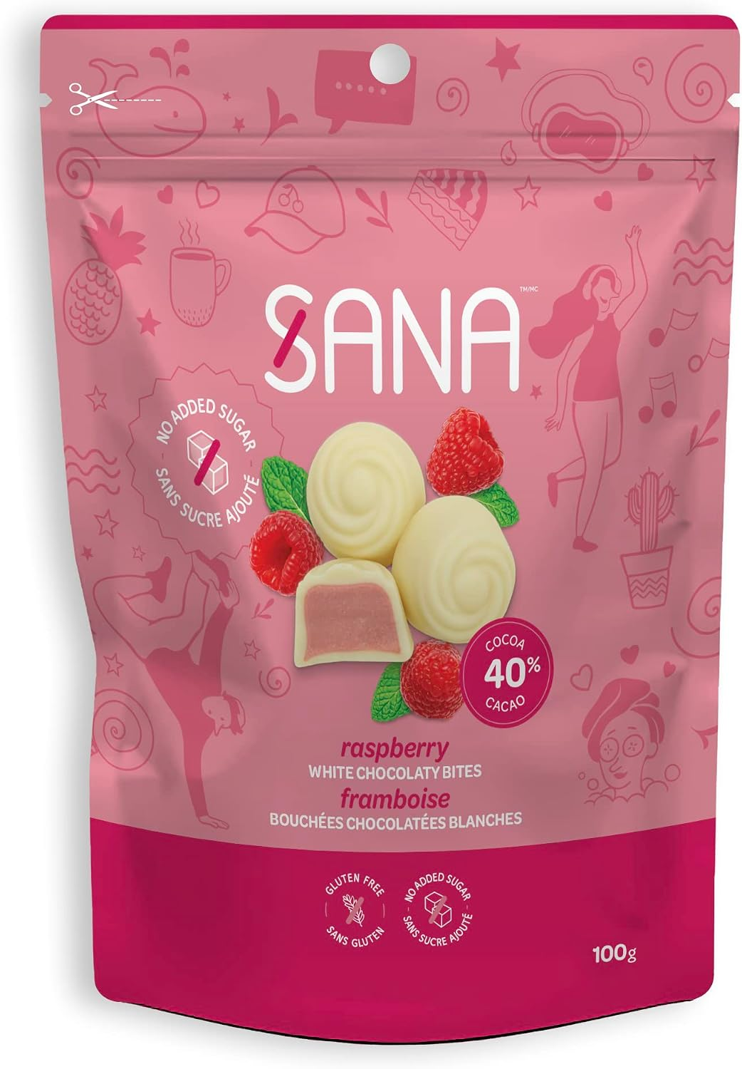 Raspberry White Chocolate Bites 100g
