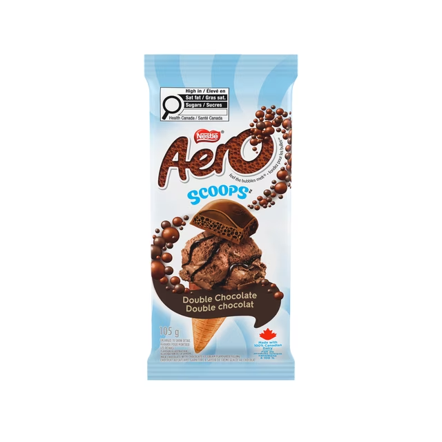 Nestlé AERO Scoops Double Chocolate Milk Chocolate 105g with chocolate ice cream flavoured filling