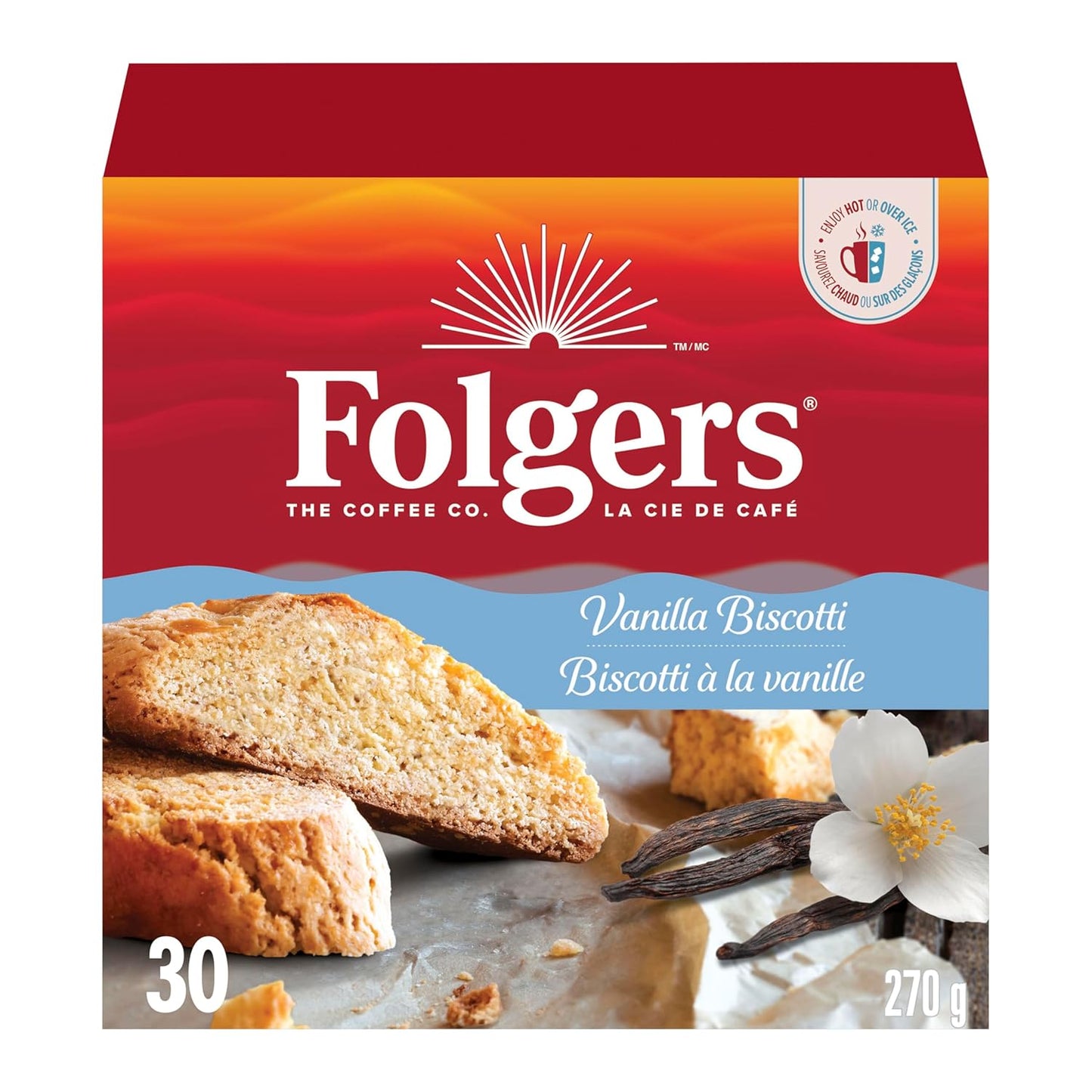 Folgers Vanilla Biscotti Coffee K-cups, 30 Count